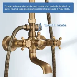 Colonne De Douche Antique Réglable En Hauteur Système De Douche En Laiton Doré 3 Modes De Douche Avec Tablette -Bathroom Supplies Store 93564284 4
