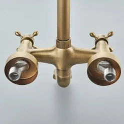 Colonne De Douche Antique Réglable En Hauteur Système De Douche En Laiton Doré 3 Modes De Douche Avec Tablette -Bathroom Supplies Store 93564284 5