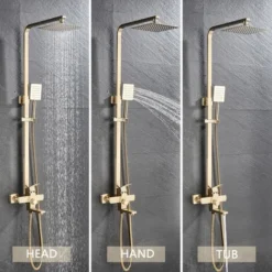 Gold Shower Panel Shower System Shower Shelf Set Solid Wall Shower Set Built-in Shower Gold -Bathroom Supplies Store 93564484 4