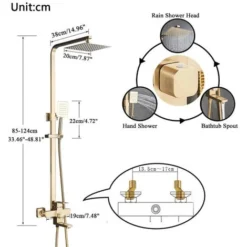 Gold Shower Panel Shower System Shower Shelf Set Solid Wall Shower Set Built-in Shower Gold -Bathroom Supplies Store 93564484 5