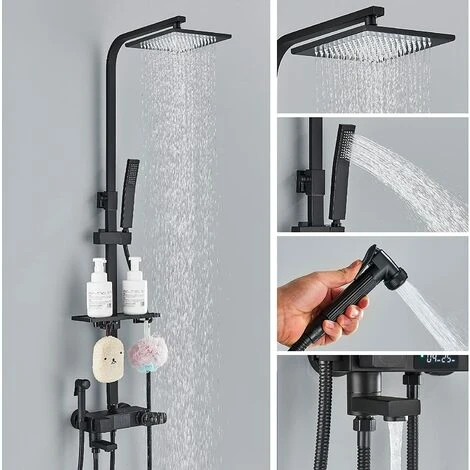 Ensemble De Douche Thermostatique Avec Pommeau De Douche De Pluie 3 Fonctions Douche Manuelle Et 180 Degrés Rotatif Pliant Buse De Baignoire Et Pistolet Avec 150 Cm De Tuyau De Douche Affichage De La 1 Ensemble De Douche Thermostatique Avec Pommeau De Douche De Pluie 3 Fonctions Douche Manuelle Et 180 Degrés Rotatif Pliant Buse De Baignoire Et Pistolet Avec 150 Cm De Tuyau De Douche Affichage De La