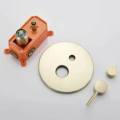 Ensemble De Douche Encastrable Doré Brossé 25cm25cm Système De Douche 2 Fonctions Mitigeur De Douche Avec Rond Ultra Fin Pommeau De Douche En Laiton Kit Douche Encastrable Plafond -Bathroom Supplies Store 93564775 4