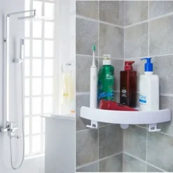 Bathroom Corner Shelf Shower Caddy Suction Cup Bathroom Storage Wall Mount Shampoo Shower Kitchen Storage Rack Organizer -Bathroom Supplies Store 93920228 5