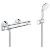 Grohe Precision Flow Thermostatic Shower Mixer Set + Hand Shower + Adjustable Wall Bracket + Hose 1750mm, Chrome