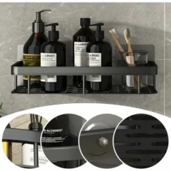 Set Of 2 Shower Shelf Without Drilling, Aluminum Bathroom Wall Shelf With 4 Hooks, Self-Adhesive Shower Holder, Shower Storage For Bathroom/Kitchen/Bedroom 9 Set Of 2 Shower Shelf Without Drilling, Aluminum Bathroom Wall Shelf With 4 Hooks, Self-Adhesive Shower Holder, Shower Storage For Bathroom/Kitchen/Bedroom -Bathroom Supplies Store 94611484 5
