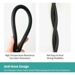 EMKE Replacement Shower Hose 1.5m Stainless Steel Shower Hose G1/2 Universal For Anti-Kink Anti-Explosion Leakproof Strong Tensile Black 7 EMKE Replacement Shower Hose 1.5m Stainless Steel Shower Hose G1/2 Universal For Anti-Kink Anti-Explosion Leakproof Strong Tensile Black -Bathroom Supplies Store 94901575 3