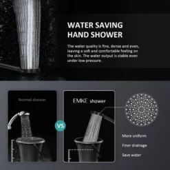 EMKE Shower Head And Hose Set Powerful Flow Shower Head Water Filter Shower 1.5M Stainless Steel Hose And High Pressure Shower Head 6 Spray Modes, Matte Black -Bathroom Supplies Store 94901587 3