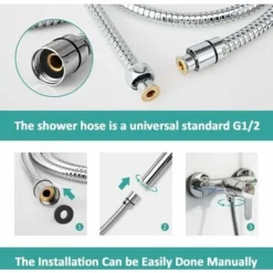 EMKE Replacement Shower Hose 1.7m Stainless Steel Shower Hose G1/2 Universal For Anti-Kink Anti-Explosion Leakproof Strong Tensile Chrome 9 EMKE Replacement Shower Hose 1.7m Stainless Steel Shower Hose G1/2 Universal For Anti-Kink Anti-Explosion Leakproof Strong Tensile Chrome -Bathroom Supplies Store 94901588 5