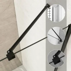 Heilmetz Support Bar Shower Wall Stabilization Bar, With Angle Flexible 180° Rotatable, Support Bar For Shower Doors -Universally Usable For 6-8mm Glass Thickness, Black (500mm) -Bathroom Supplies Store 95043461 3