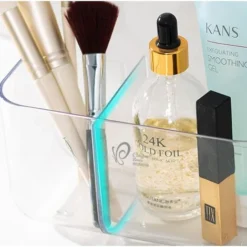 Toothbrush Holder,Toothbrush Caddy With Compartment,Shower Caddy,Bathroom Storage,Wall Mounted Adhesive Storage For Bathroom,Kitchen No Drilling,Clear Plastic -Bathroom Supplies Store 95412207 3