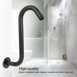 8 Inch Shower Arm 201 Stainless Steel High Rise S-Curved Shower Extension Arm G1/2 Bathroom Accessory Showerhead Extension (Black) -Bathroom Supplies Store 95966108 4