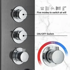 Shower Panel Black 5 Function Shower Heads With Waterfall Rainfall Shower 6 Massage Nozzles Tub Spout Handheld Shower For Bathroom Wall Mounted -Bathroom Supplies Store 96924489 3