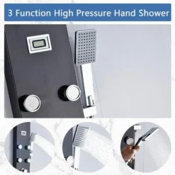 Shower Panel Black 5 Function Shower Heads With Waterfall Rainfall Shower 6 Massage Nozzles Tub Spout Handheld Shower For Bathroom Wall Mounted -Bathroom Supplies Store 96924489 5