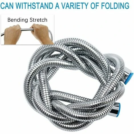 Stainless Steel Flexible Shower Hose For Bath, Replacement Anti-Twist Handheld Shower Hose, Double Locking (G1/2), Chrome 2m 3 Stainless Steel Flexible Shower Hose For Bath, Replacement Anti-Twist Handheld Shower Hose, Double Locking (G1/2), Chrome 2m - Image 3
