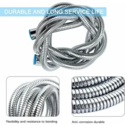 Stainless Steel Flexible Shower Hose For Bath, Replacement Anti-Twist Handheld Shower Hose, Double Locking (G1/2), Chrome 2m 9 Stainless Steel Flexible Shower Hose For Bath, Replacement Anti-Twist Handheld Shower Hose, Double Locking (G1/2), Chrome 2m -Bathroom Supplies Store 97101153 5