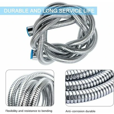 Stainless Steel Flexible Shower Hose For Bath, Replacement Anti-Twist Handheld Shower Hose, Double Locking (G1/2), Chrome 2m 5 Stainless Steel Flexible Shower Hose For Bath, Replacement Anti-Twist Handheld Shower Hose, Double Locking (G1/2), Chrome 2m - Image 5