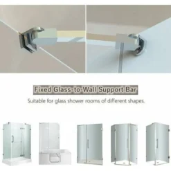 40cm Stainless Steel Frameless Shower Door Panel Fixed Wall-to-glass Support Bar For 8mm 10mm Thick Glass, -Bathroom Supplies Store 97454311 5