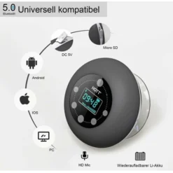 Shower Radio Bluetooth 5.0 Waterproof Speaker Wireless Bathroom Music -Bathroom Supplies Store 97813765 5
