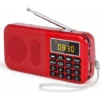 Portable Radio, FM Radio With Large Capacity Rechargeable Battery (3000mAh), MP3 / SD / USB / AUX Support,Red