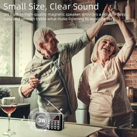 AM/FM Portable Radio, Radio Set With Emergency Light, Micro SD/AUX/USB Support, 1200mAh Rechargeable Battery 3 AM/FM Portable Radio, Radio Set With Emergency Light, Micro SD/AUX/USB Support, 1200mAh Rechargeable Battery - Image 3