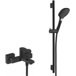 Hansgrohe Raindance Shower Set With Single Lever Mixer + XXL 3-spray Hand Shower, Matt Black (71450670-Raindance)