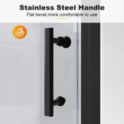 ELEGANT Frameless Pivot Shower Door Enclosure 5mm Safety Glass Reversible Shower Cubicle Door Black 700mm -Bathroom Supplies Store 98444379 4