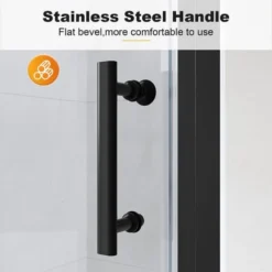 ELEGANT 760mm Frameless Pivot Shower Door Enclosure 5mm Safety Glass Reversible Shower Cubicle Door Black -Bathroom Supplies Store 98565832 3