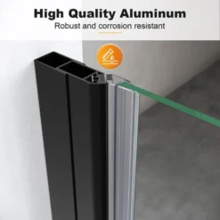 ELEGANT 760mm Frameless Pivot Shower Door Enclosure 5mm Safety Glass Reversible Shower Cubicle Door Black -Bathroom Supplies Store 98565832 5