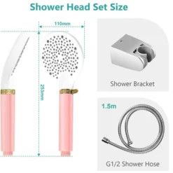 EMKE Shower Head And Hose Set Powerful Flow Shower Head Water Filter Shower 1.5M Hose IF And Red Dot Design Award-Winning Showerhead, Pink -Bathroom Supplies Store 98819568 5