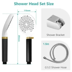 EMKE Shower Head And Hose Set Powerful Flow Shower Head Water Filter Shower 1.5M Hose IF And Red Dot Design Award-Winning Showerhead, Black -Bathroom Supplies Store 98819656 5