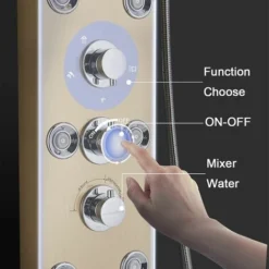 Shower Panel Gold Stainless Steel LED Rainfall Waterfall Shower 6 Functions With Massage Nozzle Rainfall Hand Shower Bath Spout Bathroom Wall Mounted Shower Panel -Bathroom Supplies Store 99338350 3