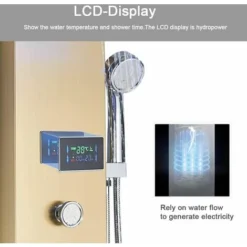 Shower Panel Gold Stainless Steel LED Rainfall Waterfall Shower 6 Functions With Massage Nozzle Rainfall Hand Shower Bath Spout Bathroom Wall Mounted Shower Panel -Bathroom Supplies Store 99338350 5