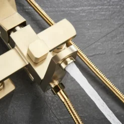 Shower Mixer Taps Shower Set Shower System 3-Function With Rainfall Shower Handheld Bath Tub Brushed Gold -Bathroom Supplies Store 99338373 3