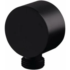 Orchid-Shower Outlet Shower Hose Fitting Round Wall Connection Elbow (Black)