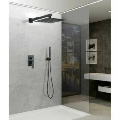 Rose-Wall Connection Elbow With Shower Bracket 1/2" Brass Square Fitting（Black） -Bathroom Supplies Store 99515615 5